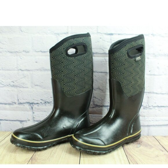Bogs Classic Triangle Black Rubber Non-slip Non-marking Rain Boots Size 8 - Picture 2 of 9
